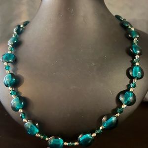 Handmade teal beaded necklace